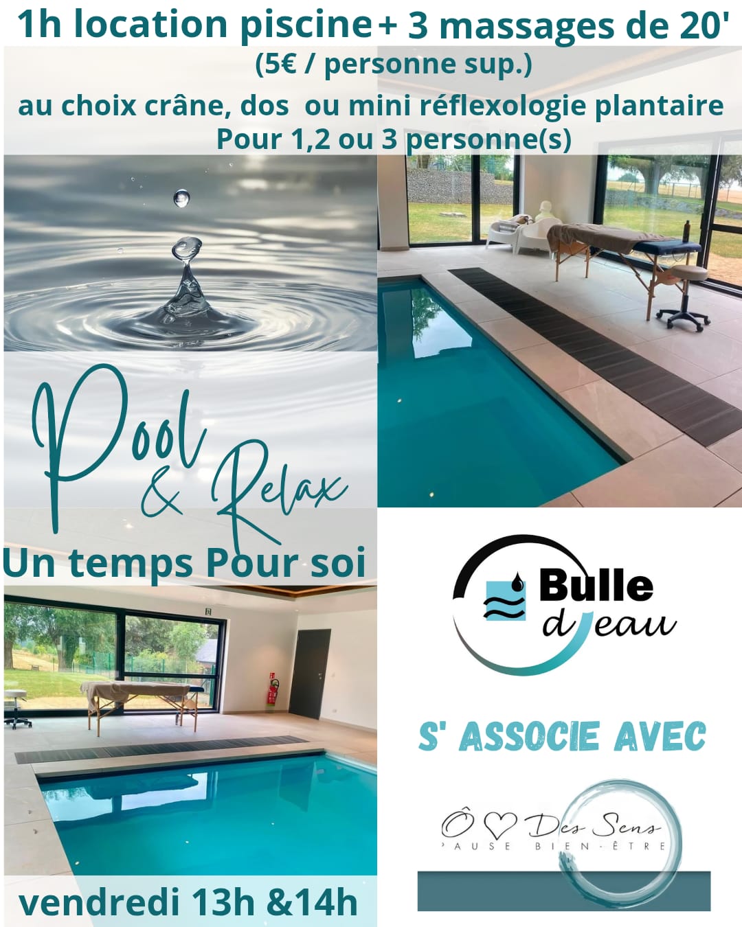 Affiche Pool & Relax - Bulle d'Eau x ô Cœur des Sens